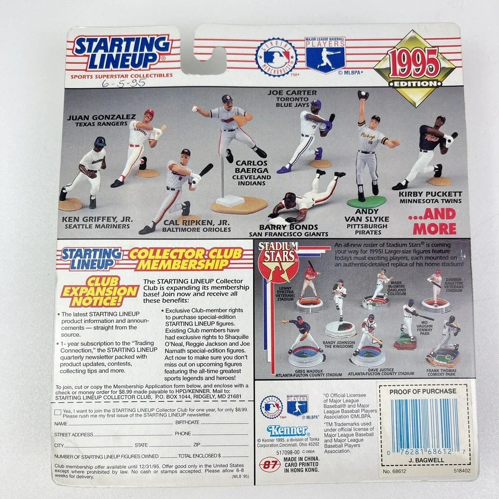 1995 Kenner Starting Lineup MLB Action Figure Jeff Bagwell Houston Astros